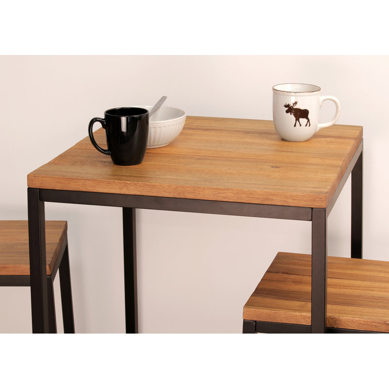 Union Rustic Corrine 3 Piece Counter Height Solid Wood Dining Set